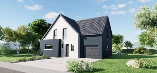 Plan de maison Surface terrain 124 m2 - 4 pièces - 4  chambres -  avec garage 