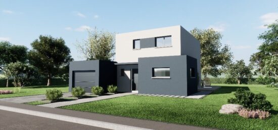 Plan de maison Surface terrain 98.73 m2 - 4 pièces - 3  chambres -  avec garage 