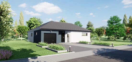 Plan de maison Surface terrain 96.72 m2 - 4 pièces - 3  chambres -  avec garage 